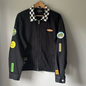AIRWALK FullZip Forever 21 Collaboration Black Patches Checkered Collar Men's L